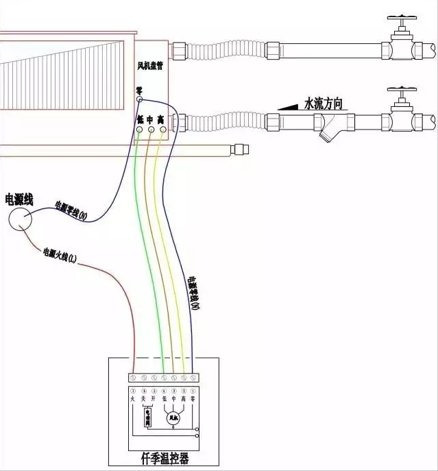 未安装二通阀的温控器接线图